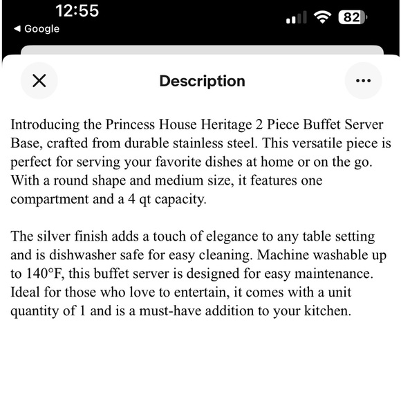 Princess House 2 Piece Buffet Server Base - N w/o T - Picture 14 of 14